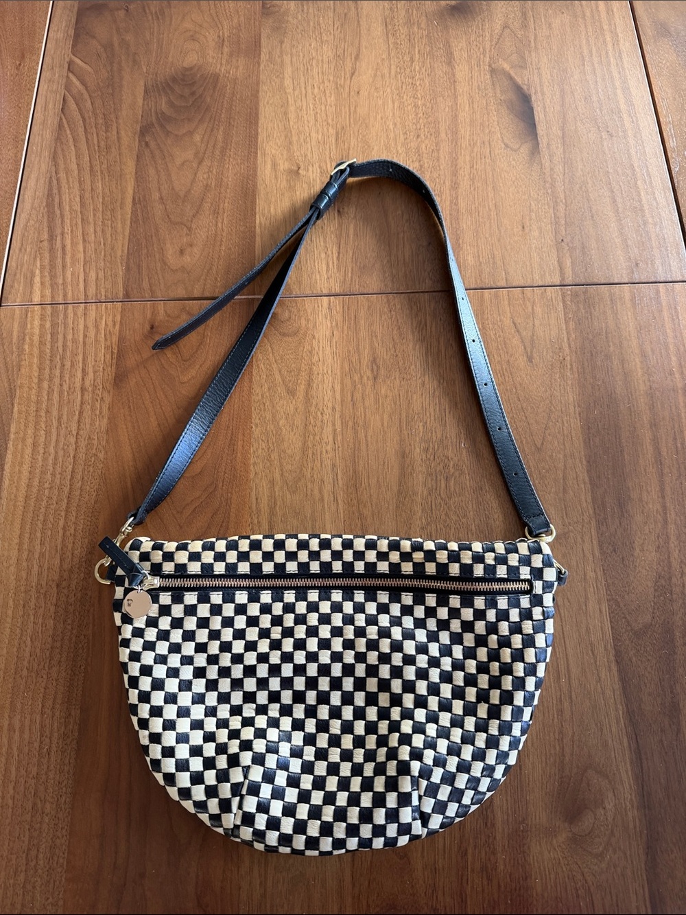 Clare V Black and Cream Checkerboard Crossbody